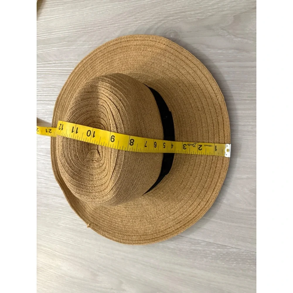 San Diego Hat Co Women Four Buttons Tan Straw Sun Hat Black Ribbon Band Women OS